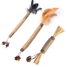 貓咪木天蓼磨牙棒 多款造型 潔牙耐咬 互動玩樂玩具, 1個, 木天蓼棒 (黑羽毛)