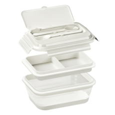 유즈베러띵 폴딩 런치박스 접이식 도시락통 2단 수저포함, 1개, 화이트