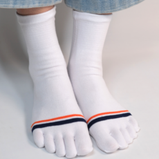 노블삭스 여자 쫀쫀한 순면 감촉 흰색 장목 발가락 양말 6켤레 국내생산 심플디자인