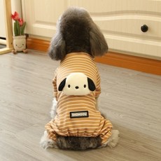 寵物 狗狗四腳衣服帶帽小熊抓絨居家服 貓咪寵物衣服 秋冬比熊泰迪狗衣服, 1個, 小狗包包居家服 棕色 ,XL號8-10斤