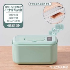 물티슈 워머 보온기 대용량 캡형 따뜻한 물티슈기 출산 돌선물용, (LCD 스테인리스) 민트 그린-온도 조절, 1개