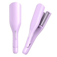 더블 배럴 웨이버 세라믹 배럴이 있는 딥 웨이브 컬링 아이언 곱슬거림 없는 머메이드 웨이브 및 프렌치 컬용 4온도 이온 컬링 봉 (퍼플), 더블 배럴 웨이버, 세라믹 배럴이 있는 딥 웨이브 컬링