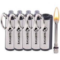 서바이브 퍼머넌트 매치 5개 세트 더 포에버 라이터 비상용 화염 점화기 금속 열쇠고리 무한 방수 스틱, 5개 묶음