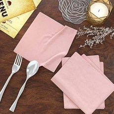 85 면 15 린넨 저녁 식탁보 12개 냅킨 세트 일상용 대형 부활절 특별 미터드 코너 사전 수축 뛰어난 흡수력 초극세사 품질 18x18인치세이지, 18" x 18" (4개 세트), 블러쉬 핑크