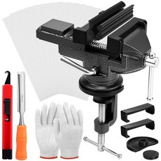 Lanties 골프 그립 키트 리그립핑 클럽용 제거 도구 360° 휴대용 회전 테이블 바이스 미끄럼 방지 고무 패드 후크 나이프 13개 양면 테이프 스트립 리무버 클램프 장갑, 블랙