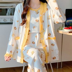 빅사이즈 산후복 봄가을 순면 산후 수유의 여름 얇은 산모 퇴원복 쓰리피스 임산부