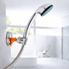 무타공 샤워기 거치대 흡착식 각도조절, 실버