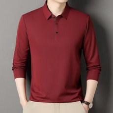 商務長袖POLO衫 純色翻領T恤 打底休閒上衣