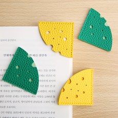 탐나마켓 코너 가죽 치즈 책갈피 4P, 1세트, 옐로우+그린