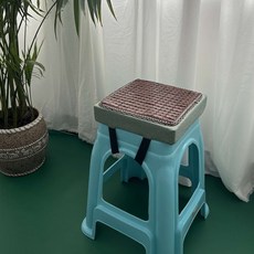 夏季竹片坐墊 塑料凳子海綿墊 正方形加厚坐墊 SNTZX03GT01A, 夏季款淺綠色,28X28釐米厚5釐米基礎款