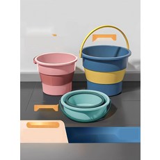 야외 캠핑 접이식 대용량 휴대용 손잡이 물통 세척용 버킷, 블루 5L 접이식 물통, 1개