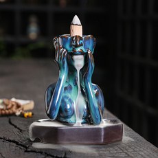 陶瓷人體倒流香薰爐創意歐美擺件熱銷款倒流香香爐, D 2 款雙託手美人
