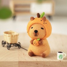 플리하비 카피바라양모펠트diy키트 니들펠트키트 카피바라키링키트 양모키트 카피바라인형, 귤카피바라, 1개