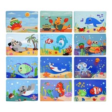兒童海綿貼畫12張EVA海綿3D立體貼畫幼兒園獎勵DIY手工益智玩具親子泡棉貼, 海洋款，一套12張，不重複