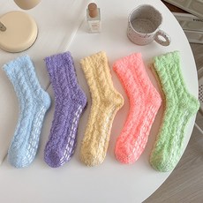 워더미 보온 임산부 미끄럼 방지 비비드 겨울 수면양말 5켤레 CX8026