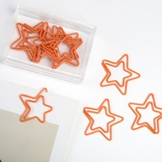 대용량 별 대형 클립 오렌지 1박스(10개) (디자인클립 사무용클립 페이퍼클립 모양클립 데스크테리어 다꾸용품 문방구 클립핀 클립집게 귀여운클립), 단품