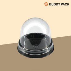 버디팩 모찌 두쫀쿠 용기 1구 원형 돔형 화과자 떡 케이스 국내생산 두바이 쫀득 쿠키 버터떡, 400세트, 검정용기