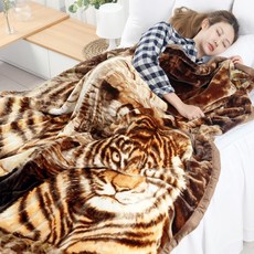 극세사 밍크 부드러운 겨울 할머니담요 포근한 양면 호랑이 담요 이불