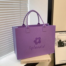 여성 대용량 펠트 토트백 숄더백 쇼핑백 맞춤 로고 가능, 타로 퍼플 [33x25x11], 1개