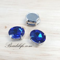 타원글라스 캡보석 백금도금, 7-10mm(30개), 샤파이어, 1개