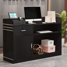 캐셔 카운터 장 깔끔 심플 모던 작은 옷가게 테이블 프론트 데스크 점포 계산대, 100x42x92cm, 검은 호두