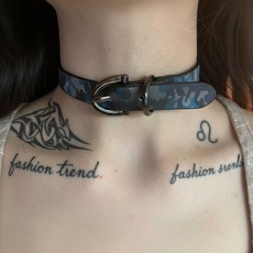 變色軟皮革頸鍊 choker, 1條 - 溫感項圈 - 迷彩, 1個