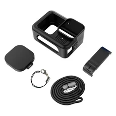 Gopro Hero Black 13 액세서리 케이스 보호 하우징 쉘 보호대 고무 실리콘 + Go pro Hero 13 용 렌즈 캡 스, 01 Black