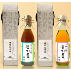 선물 포장 참기름(350ml) 들기름(350ml) 세트, 1개