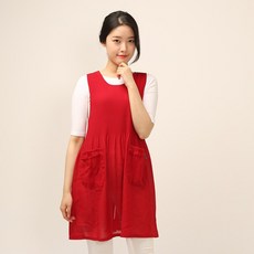 이솔홈 데일리 원피스 앞치마, 레드, 1개