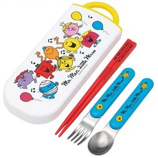 스케이터Skater용 도시락 트리오세트 젓가락 스푼 포크 커트러리 가공 열기 쉬운 슬라이드식 日本製 Mr.Men Little Miss TACC2AGA