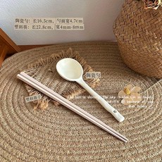 陶瓷泡麵碗 附手柄 附蓋選項, 1個, 塑料筷子+陶瓷勺