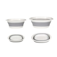 Quicksalim 折疊折疊矩形盆 2 種 1 套 灰色, 灰色 - 1套