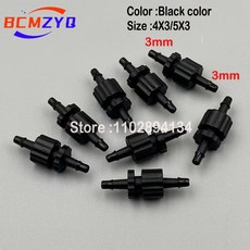 잉크젯 프린터 UV 솔벤트 플라스틱 잉크 튜브 커넥터 호스 파이프 전송 어댑터 조인트 XP600 TX800 i3200 DX5 DX7 헤드 10 세트, Black Color 3mm