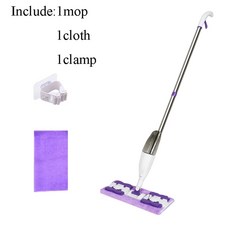 IN 스프레이 밀대 손잡이 재사용 가능한 파이버 패드 핸즈프리 건식 습식 겸용 흡수성 가정용 바닥 청소용, 1mop1cloth