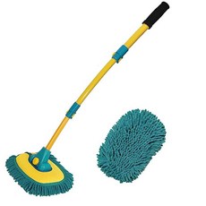 긴 손잡이가 있는 세차 브러시 교체 헤드 1개가 대걸레 장갑 자동차 트럭용 연장 폴 브러시 청소 키트, 그린 - 헤드 1개, 1개