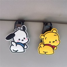 귀여운 캐릭터 차량용 선바이저 선글라스 거치대 썬글라스 클립, 1세트, 귀요미