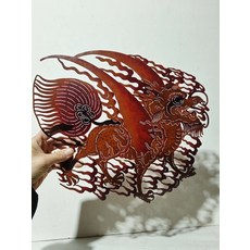 皮影 火麒麟 傳統手工藝 牛皮雕刻 仿古色, 如圖所示, 1個