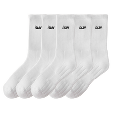 아이런 쿠션감 강화 스포츠용 장목양말, 5개, 화이트