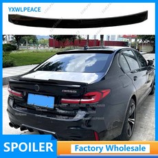 BMW 5시리즈 G30 스포일러 525 530li 18-22 ABS 프라이머 색상 후면 루프 윙 바디 키트 호환, 유광 Black
