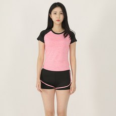 나야스타일 여성용 요가복 에어 딜라잇 투 톤 숏 슬리브