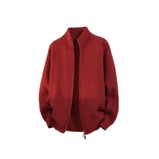 毛衣針織男休閒保暖內搭打底衫仿羊毛衣長袖上衣韓版立領厚毛線衣重磅男上衣加厚寬鬆防風防寒秋冬彈性柔軟親膚開衫半高領針織上衣, 3XL建議體重80-90公斤, 紅色