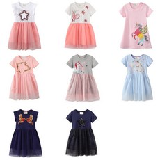 Hi！Kids 2-7歲小女孩可愛卡通純棉短袖洋裝，時尚兒童洋裝，多種款式可選