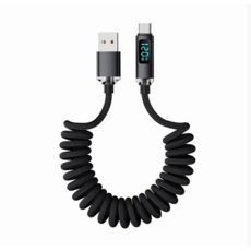 Bolt Wave C타입 고속 충전 케이블 스프링 디지털 100w, 1개, 블랙, 1m 1개, 블랙, 1m