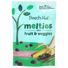 Beech-Nut 멜티티 과일 및 채소 함유 생후 8개월 이상 바나나 블루베리 완두콩 28g(1oz) Beech-Nut (비치넛), Beech-Nut, 멜티티, 과일 및 채소 함유, 생후