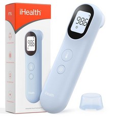 IHealth 성인 및 아동용 적외선 디지털 온도계 3-in-1 모드 및 3가지 색상 프롬프트 발열 알람 및 무음 모드 이마 및 물체 감지 40개의 메모리 저장 공간, Blue