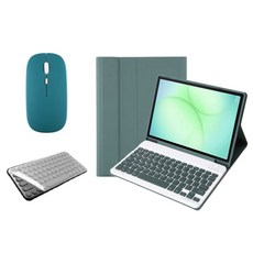 케이스나라 갤럭시탭 A11 플러스 / A9+ 호환 블루투스 키보드 케이스 북커버 무선 마우스 세트, 다크그린, 1개
