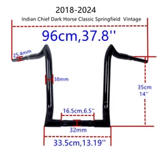 모터사이클 1-1/2인치 에이프 행어 핸들바 높이 인디언 치프 클래식 다크 호스 116 빈티지 스프링필드 2014, 06 18-24 14 inch