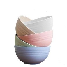 GZTFPQ Wheat Straw Bowls 4 PCS Unbreakable & Lightweight Dinnerware Set Microwave Dishwasher Saf, 화이트, 베이지, 핑크