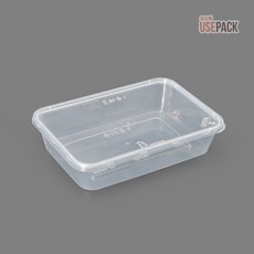 유즈팩 내열용기 직사각 B-500 투명 50개 내열도시락, 1개
