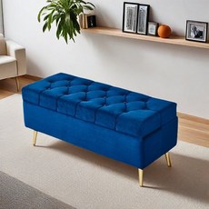 수납 벤치 스툴 2인용 화장대 현관 서랍 거실 패브릭, 4. 다크 블루